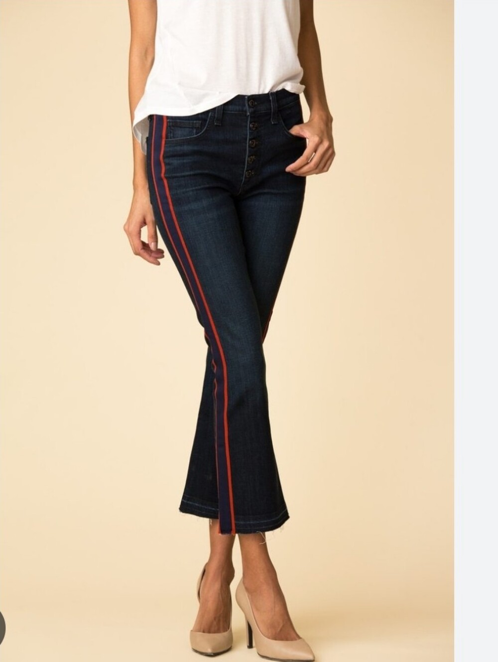 Veronica Beard Carolyn 10" Baby Boot Striped Side Jeans Size 28
